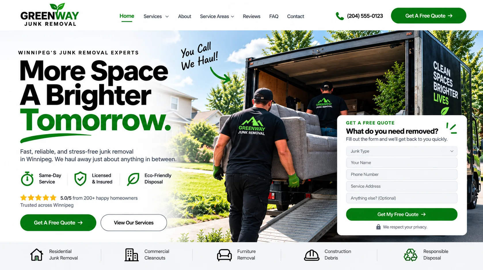Junk removal website design